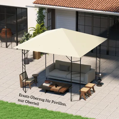 Produktbild von Pavillon Ersatzdach 3x3 m wasserabweisend Oxford-Stoff 370g/m², Pavillondach UPF30+ Cremeweiß | 298x298 cm | 4,2 kg | 8 Ösen Klettverschluss