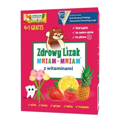 Obrázok produktu pre Zdrowy Lizak, Mniam-Mniam z witaminami, 5 sztuk