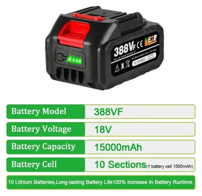 Obrázok produktu pre Li-ion akumulátor – 18V akumulátor pre reťazové pily – kapacita 3,0 Ah – 1 akumulátor s nabíjačkou – konektor pre európsku zásuvku – kompatibilný s 21V akumulátorovou reťazovou pílou