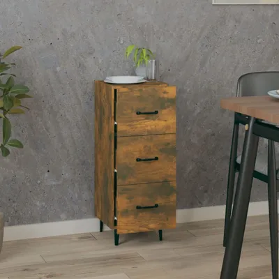 Image de vidaXL Sideboard chêne fumé 34,5x34x90 cm bois composite