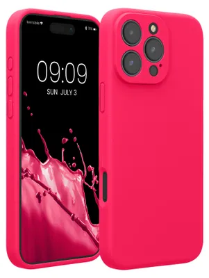 Produktbild von kwmobile Handyhülle für Apple iPhone 16 Pro Max Hülle - gummierte Handy Silikon Case für iPhone 16 Pro Max - Schutzhülle Cover - Neon Pink