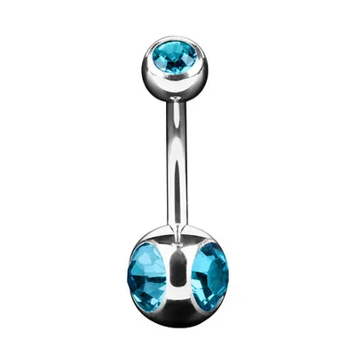 Produktbild von Taffstyle Bauchnabelpiercing Bauchnabelpiercing Banane Stecker Dreifach Multi Kristall, Aqua