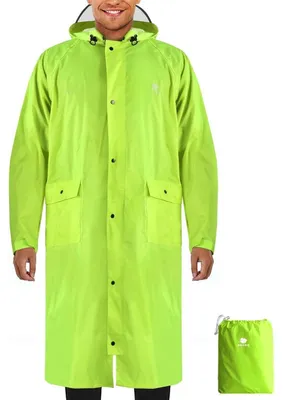 Obrázok produktu pre Nepremokavý pláštenka na bicykel, pončo s kapucňou, univerzálna veľkosť, farba: limetková, ľahká, opakovane použiteľná, uni