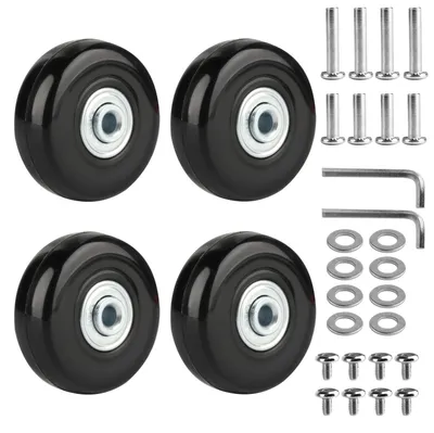 4 Ersatz-Kofferrollen 50x18 mm, Kofferrad-Set mit Zubehör