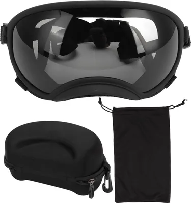 Produktbild von Hundebrillen winddichte ultraviolet -proof staubfeste verstellbare Riemen langlebige Sonnenbrille für große Rasse schwarze Rahmen und Grau