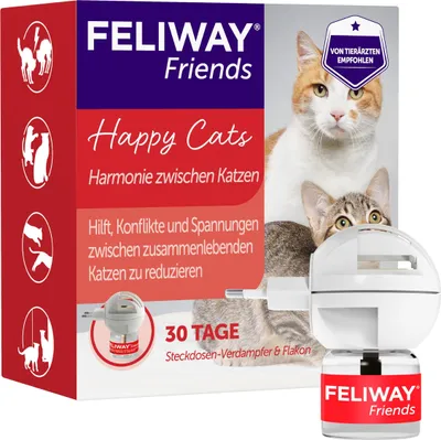 Produktbild von FELIWAY Friends 30 Tage Pheromon Verdampfer Start-Set, 48ml - Hilft Anzeichen von Stress bei Katzen und Kitten zu reduzieren, von Tierärzten empfohlen, klinisch getestet
