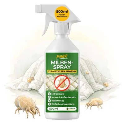 Produktbild von Milben Abwehrspray Power-Konzentrat 500 ml – Milben Spray für Matratzen und Polster – Matratzen Milbenspray gegen Hausstaubmilben, Anti Milben Spray