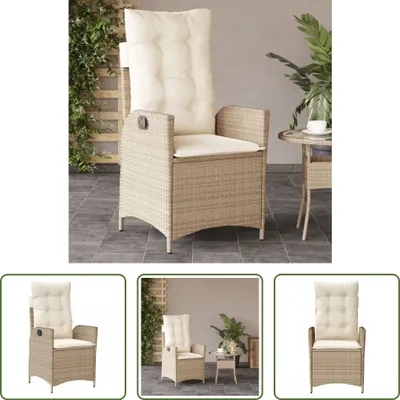 Obrázek produktu pro The Living Store Zahradní křeslo s polštářem nastavitelné béžové Poly Rattan