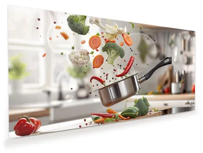 Produktbild von Glasbild 80x40cm in XXL für Wohnzimmer, Schlafzimmer Motiv Kochen Mit Gemüse