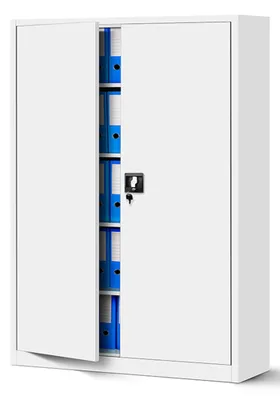 Zdjęcie produktu dla 2x Szafa biurowa C001II Szafa aktowa Szafa magazynowa Szafa wielofunkcyjna Szafa metalowa 4 półki Malowanie proszkowe 185 cm x 115 cm x 40 cm Biały