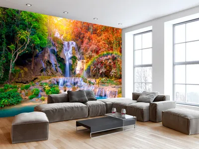 Produktbild von Vlies Fototapete 400x280 cm Tapeten Wandtapete XXL Natur Landschaft Wasserfall Bäume c-B-0126-a-a