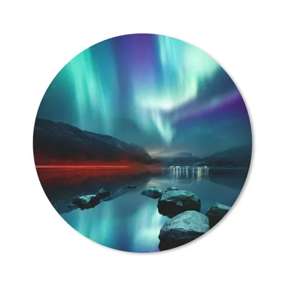 Produktbild von MuchoWow® Mauspad Mousepad Nordlichter - Steine - Wasser 20x20 cm - Mousepads - Maus Mat - Pad - Mausunterlage - Schreibtischmatte