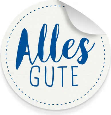Produktbild von itenga 10x Aufkleber Sticker "Alles Gute" weiß blau 9,5 cm Durchmesser