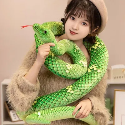 Image de Longue peluche serpent de 75 pouces - Jouet en peluche doux