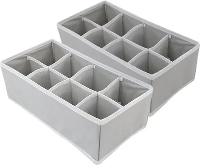 Produktbild von Set von 2 Aufbewahrungsorganisatoren für Socken, Krawatten, Unterwäsche und Schmuck - faltbar und platzsparend - grau