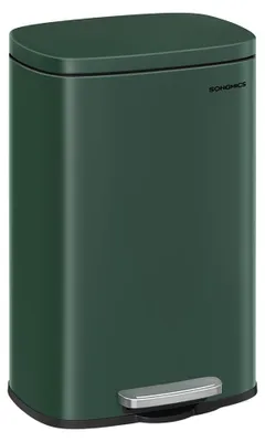 Image de Poubelle vintage en acier vert, 50 litres – Conteneur à déchets – 43,2 x 37,1 x 63,2 cm