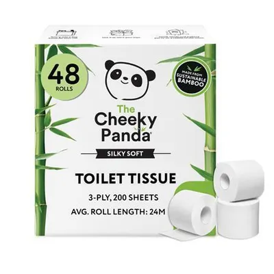 Obrázok produktu pre Toaletný papier, biely, bambusový, 3-vrstvový, malá rolka, 48 roliek, CHEEKY PANDA PFTOILT48