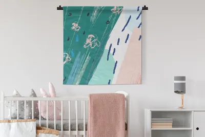 Produktbild von MuchoWow® Wandteppich Wandbehang Sommer - Abstrakt - Blau 90x90 cm Tapisserie Dekoration Wandtuch - Wandaufhänger