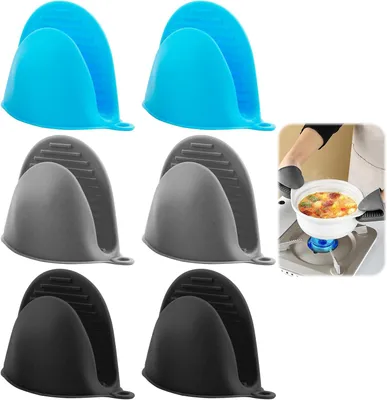 Immagine prodotto di Guanti da forno in silicone, confezione da 3 paia, resistenti al calore, senza BPA, ideali per la cucina e il barbecue