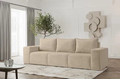 Produktbild von Sofa Designersofa ESTELLE 3-Sitzer in Stoff Abriamo Beige