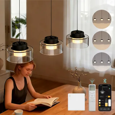 Produktbild von Mai & Mai Pendelleuchte 70cm LED Hängelampe 3 Flammig 3000K/4000K/6000K Verstellbares Kabel Schwarz Hängeleuchte für Esszimmer Wohnzimmer Schlafzimmer