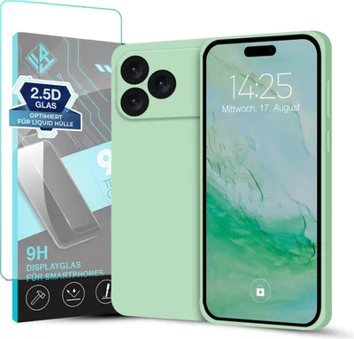 Produktbild von Hülle für Apple iPhone 17 Pro mit 9H Displayglas Displayschutz Plus Case Cover Bumper Silikon Softgrip Schutzhülle Farbe: Türkis