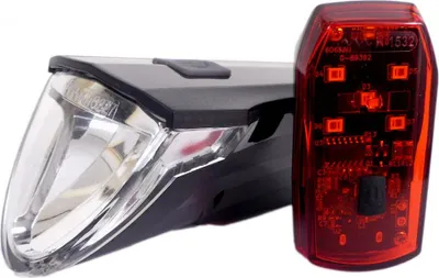 Produktbild von Beleuchtungsset Edge Razor 60 Lux mit Bremslichtfunktion StVZO Fahrradlicht Fahrradbeleuchtung