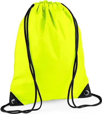 Image de BagBase BG10 | Sac de gym Premium Gymsac | 33 x 45 cm - Couleur : Jaune fluorescent - Taille : 33 x 45 cm