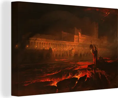 Produktbild von MuchoWow® - Leinwandbilder - Das Pandämonium - Gemälde von John Martin, Wandbild, Wanddeko Bilder Wohnzimmer, 120x80cm