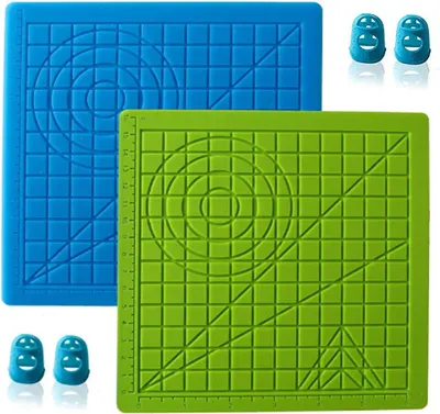 Produktbild von 3D-Stiftmatte, 2-teiliges Set aus Silikonmatten mit Basisschablonen für 3D-Drucker und Zeichenwerkzeuge, 3D-Stiftzubehör (17 × 17 cm, Blau & Grün)