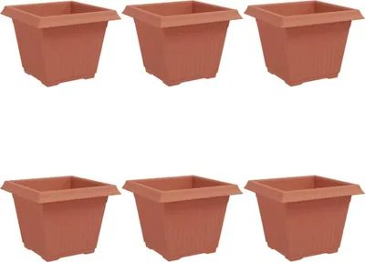 Produktbild von vidaXL Quadratischer Blumentopf 6 stk. Ziegelrot 28,5 x 28,5 x 22 cm