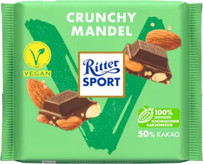 Zdjęcie produktu dla Ritter Sport Crunchy Almond Vegan Semi Dark Chocolate 100g