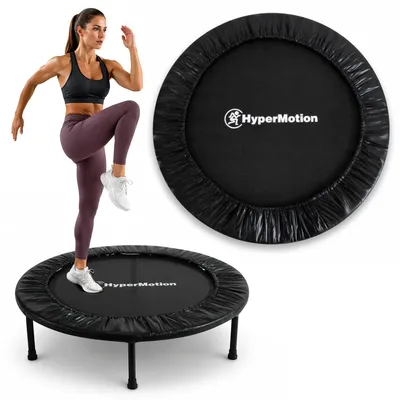 Obrázok produktu pre Fitness trampolína – mini trampolína – priemer 91 cm – kardio cvičenie doma – pre dospelých a tínedžerov – bez bezpečnostnej siete – čierna