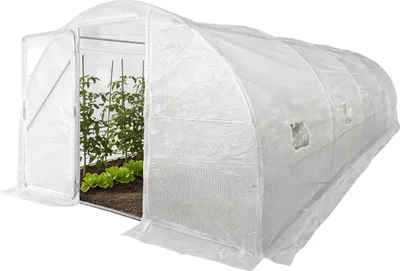 Immagine prodotto di Serra a tunnel da giardino "Mimosa" con porta - 18 m² - 180 g - Bianco