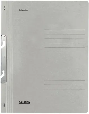 Immagine prodotto di Falken 80000862 Einhakhefter A4 1/1 Vorderdeckel kfm. Heftung, grau, Manilakarton, 250 g/qm