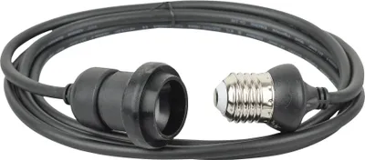 Produktbild von E27 Hängekabel Verlängerung 2 m Schwarz aus Gummi für E27 Lampenfassungen