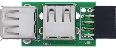 Produktbild von InLine USB 2.0 Adapter, 2x Buchse A auf Pfostenanschluss, 2x USB-A, Grün