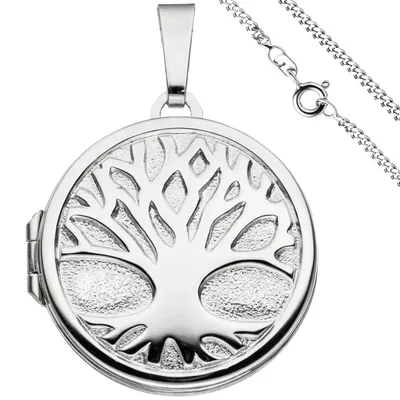 Produktbild von JOBO Medaillon Anhänger Baum des Lebens Weltenbaum rund 925 Silber mit Kette 50 cm