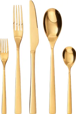 Produktbild von GRÄWE Besteck-Set Porto, 10-teilig, 2 Personen, Edelstahl, gold