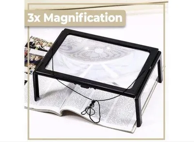 Immagine prodotto di Lente di lettura A4 con ingrandimento 3x, 4 LED e treppiede per anziani