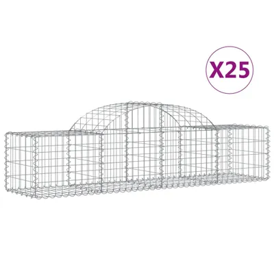 Produktbild von vidaXL Gabionen mit Hochbogen 25 Stk. 200x50x40/60 cm Verzinktes Eisen