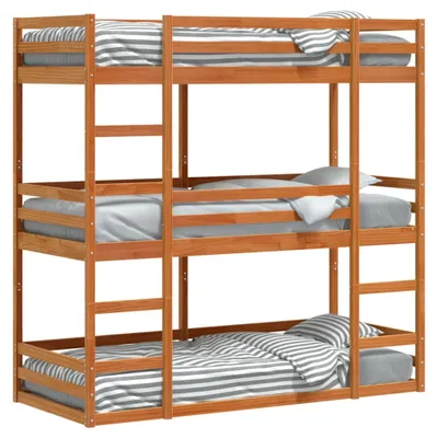 Immagine prodotto di Maison Exclusive - Letto Castello Triplo Marrone Cera 80x200cm Legno Massello Pino
