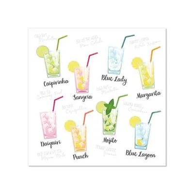 Produktbild von 280 Papstar Servietten, 3-lagig 1/4-Falz 25 cm x 25 cm Cocktail 89389