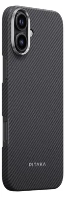 Produktbild von PITAKA Ultra Slim Twill Case kompatibel mit iPhone 16 Plus Schwarz/Grau