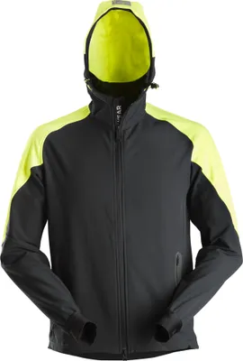Produktbild von Snickers Workwear FlexiWork Neon Zip Hoodie Schwarz/Neongelb-L