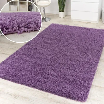 Produktbild von Shaggy Lila Hochflor Langflor Teppich Hochflor Teppich  Hammer Preis Grösse Ø 67 cm Rund