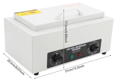 Image de Stérilisateur pour instruments dentaires - Stérilisateur à air chaud sec - 300W, 2L - Réglage de température de 50 à 220°C - Minuteur de 0 à 60 minutes - Appareil de table, prise EU - Blanc