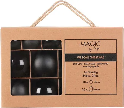 Produktbild von Weihnachtskugeln Glas 4-6cm Mix 34er Set - Ebony Black