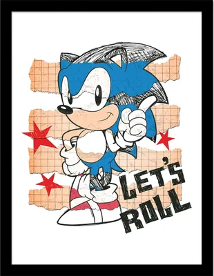 Obrázek produktu pro Ježek Sonic - zarámovaný plakát "Let's Roll 2" PM8685 (40 cm x 30 cm) (Vícebarevný)