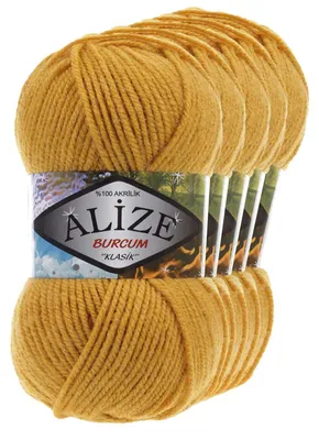 5 x 100g Strickgarn ALIZE BURCUM, 100% Polyacryl, 02 senfgelb